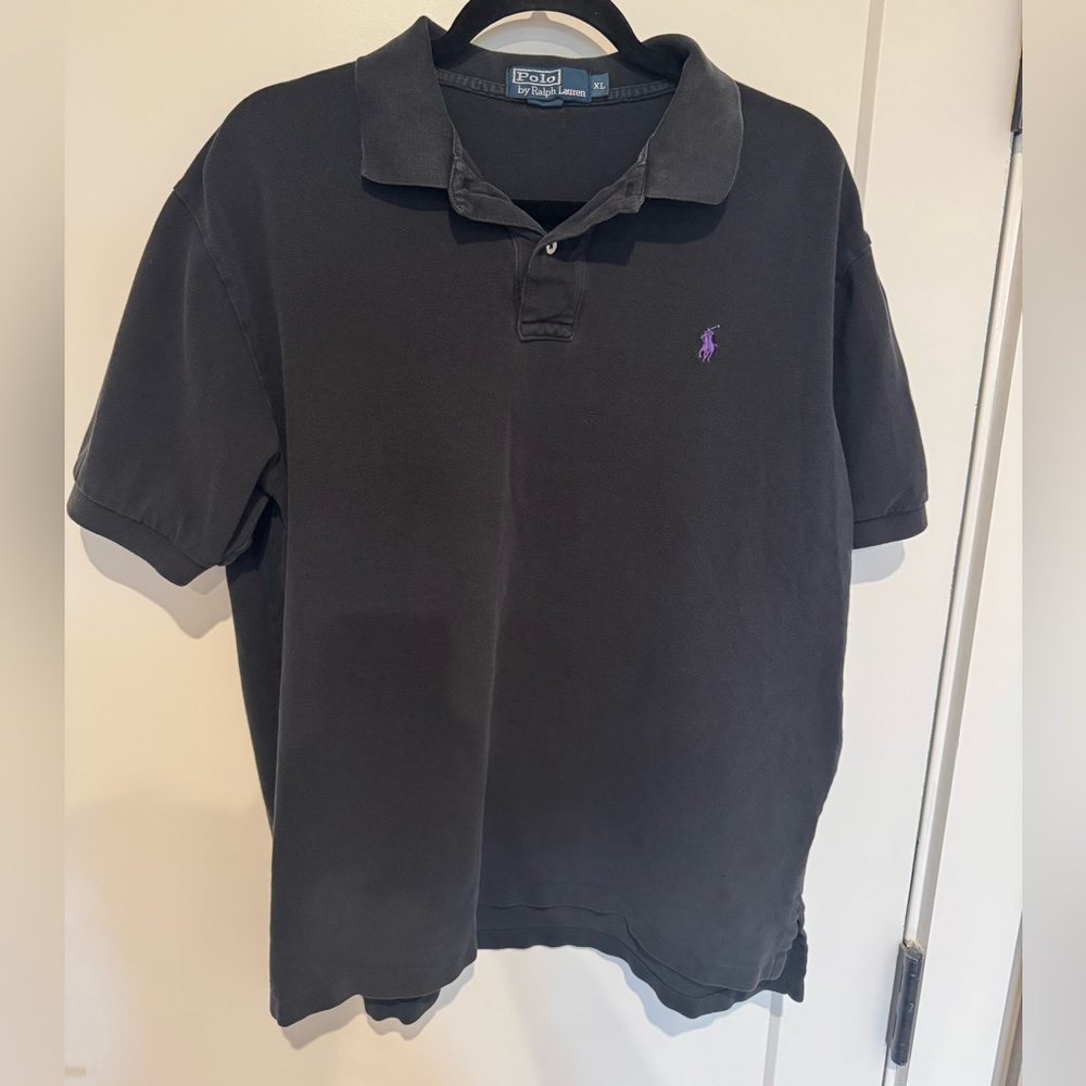 Ralph Lauren Men's Dark Polo with Purple Logo